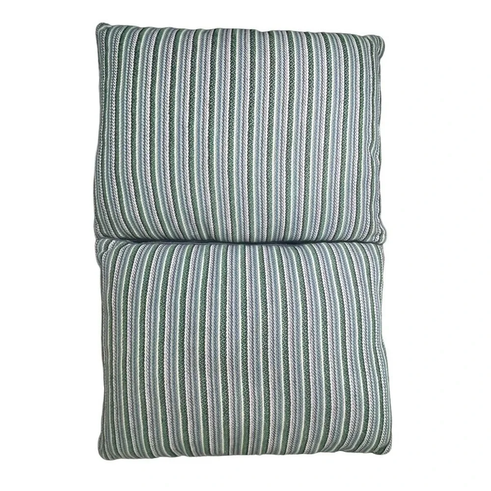 Eastern Accents Striped Embroidered Pillow Covers Cases Set 2 Green Luxury Decor
